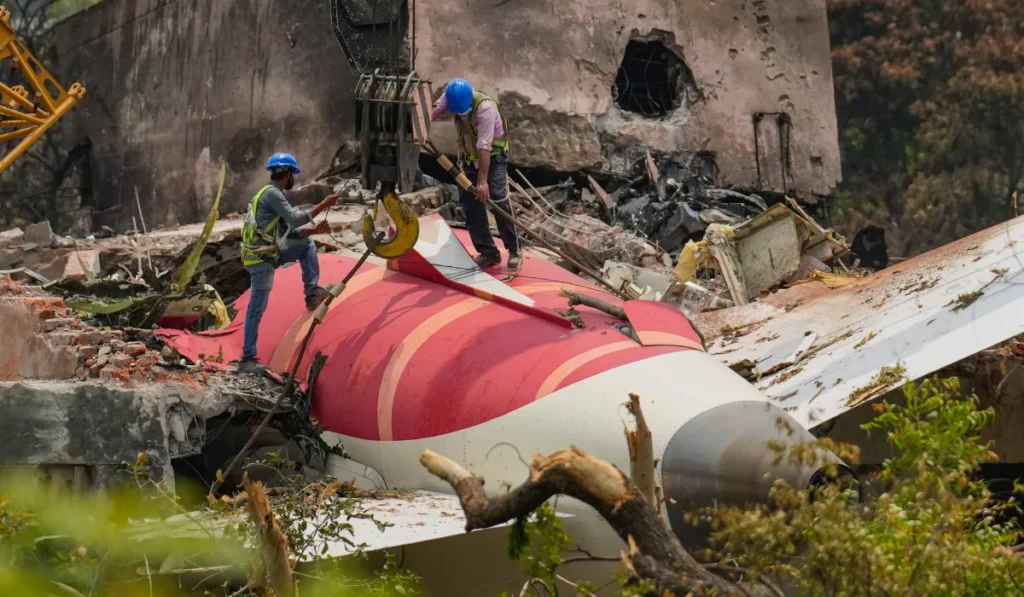 Wreckage of Air India flight AI171 after crash near Ahmedabad
