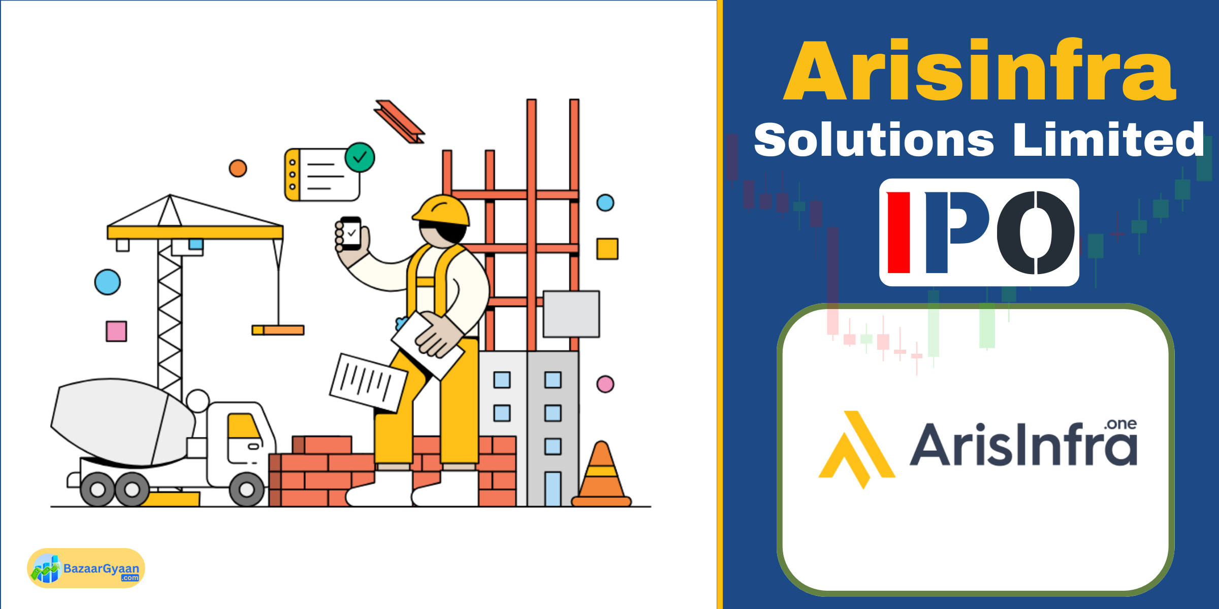 Arisinfra Solutions IPO से जुड़ी जानकारी का ग्राफिकल प्रेजेंटेशन।