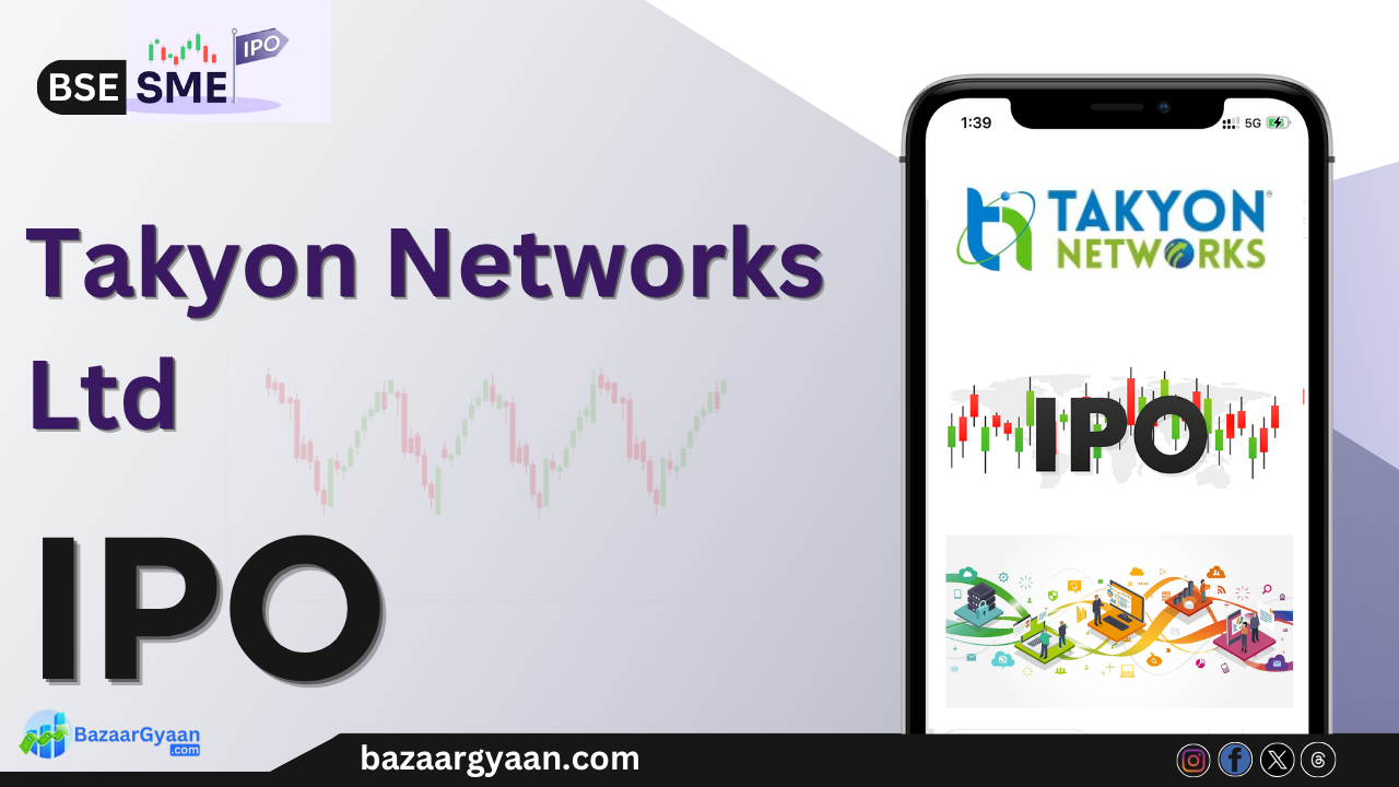 Takyon Networks IPO – Price Band and Application Lot Size Chart showing Takyon Networks IPO price band and lot size details